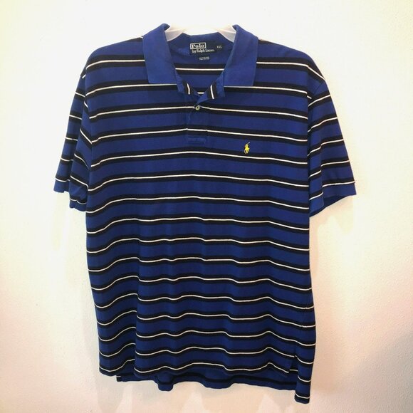 Polo Ralph Lauren Mens Size XXL Blue Cotton Short Sleeve Logo Shirt Collar Wear - Picture 1 of 8